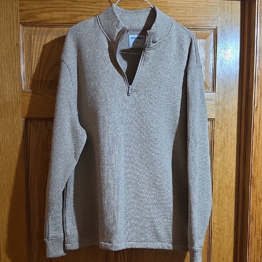 Old Navy Men's Zip Mock Neck Sweater - Taupe Brown Size XXL